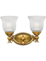 Francoise Double Bath Sconce With Ribbed Glass Shades
